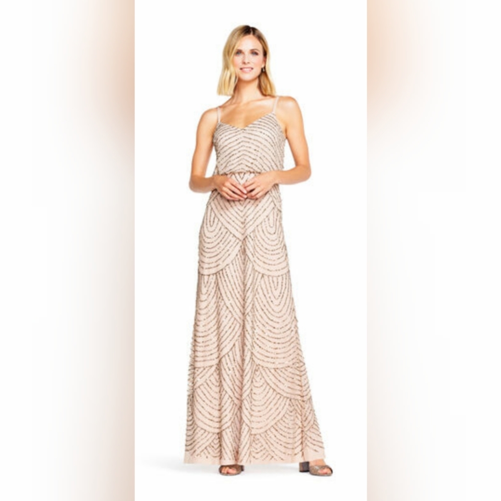 Adrianna Papell Art Deco Blouson Gown Size 16